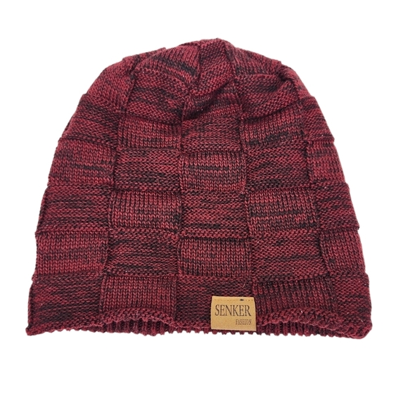 Senker Other - Senker Red Black Knit Beanie Fleece Lined